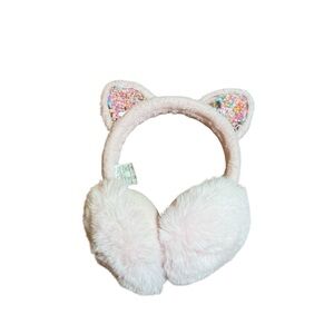 Sparkle Girls Pink Fuzzy Cat Ear Earmuffs One Size Winter Cold Weather